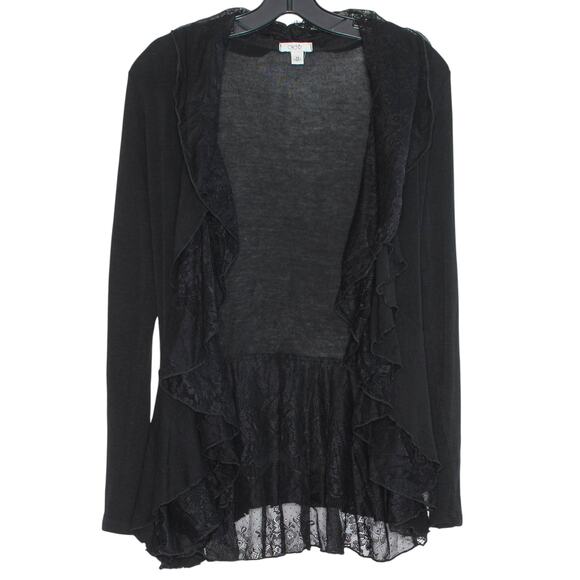 Cache Cardigan Sweater Lace Whimsigoth Witchy Boho Romantic Goth Open Black XS - Picture 1 of 6